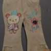Cute Fawn Cotton Embroidered Pant for Baby Girls