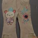 Cute Fawn Cotton Embroidered Pant for Baby Girls