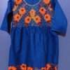 Blue Floral Embroidered Lawn Frock