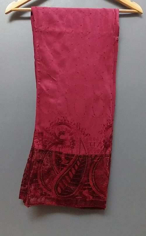 Maroon Thread Embroidered Trouser For Ladies 3 Maroon Cotton Thread Embroidery, complete from bottom to top having net at the bottom, trouser for females of 13 Years and Onwards. <a href="https://subrung.online/product-category/fashion/ladies-dresses/trousers/" target="_blank" rel="noopener noreferrer">(More Ladies Trousers)</a>
