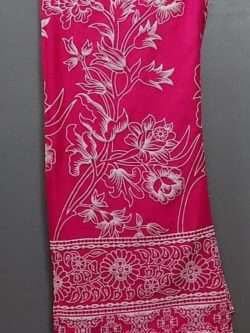 Pink Linen Foam Printed Trouser For Ladies