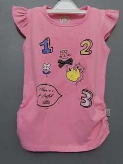 Cute Cotton T-Shirt with Black Dotted Trouser For Baby Girls