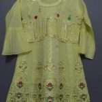Cute Light Yellow Paper Cotton Embroidered Kurti For Girls