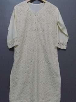 Linen Shirt With Crochet on Front For Ladies in 3 Colours