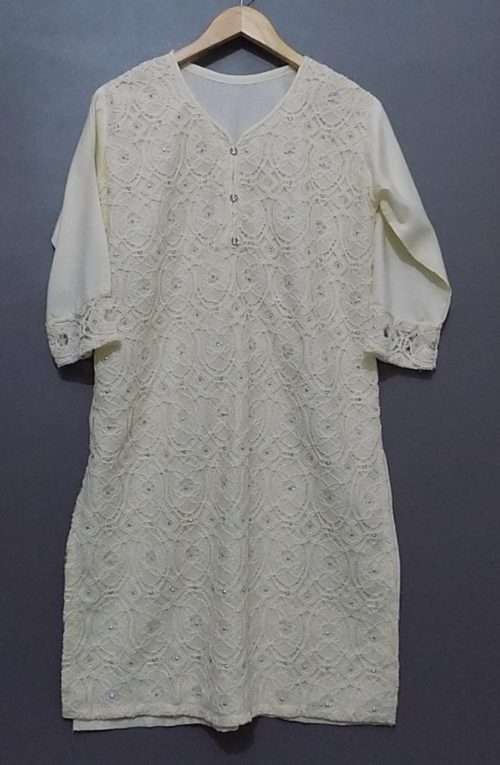Linen Shirt With Crochet on Front