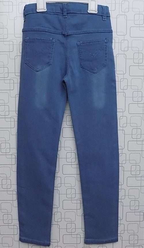 Durable Pastel Blue Stretchable Plain Jeans For Girls