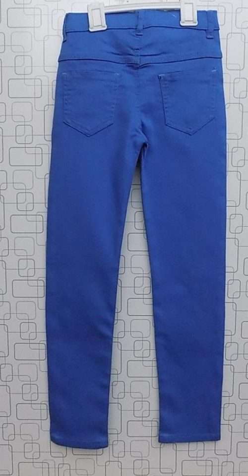 Durable Azure Blue Stretchable Plain Jeans For Girls