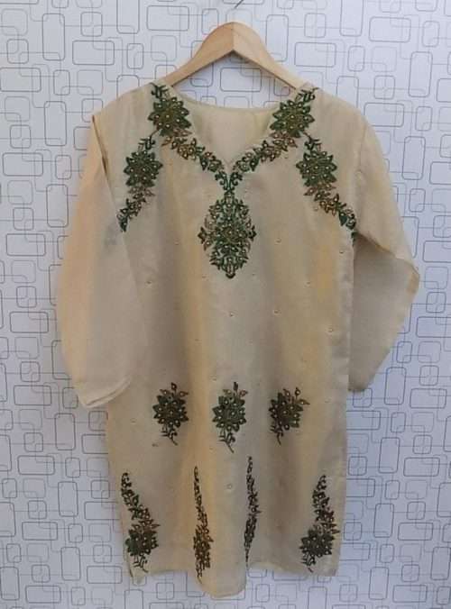 Beautiful in Green Embroidered Messori Shirt For Ladies