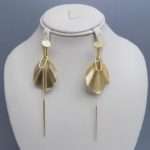 Shell Shaped Light Golden Metallic Earrings