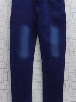 Durable Cobalt Blue Stretchable Plain Jeans For Unisex