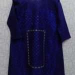 Blue Rich Embroidered Cotton Kurti For Girls
