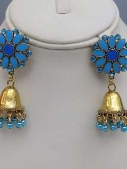 Flower Shaped with Golden Bells Earrings in 3 Colours