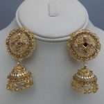 Traditional Styled Golden Jhumkay With Champagne Beads