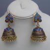Traditional Styled Jhumkay In Golden Colour In 2 Colour Crystals - Image 2