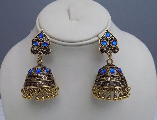 Traditional Styled Jhumkay In Golden Colour In 2 Colour Crystals 1 Traditional Styled Jhumkay in Golden Colour with Pink and Blue Crystals for Ladies. <a href="https://subrung.online/product-category/fashion/jewelry/for-ladies/" target="_blank" rel="noopener noreferrer">(More Ladies Jewelry)</a>