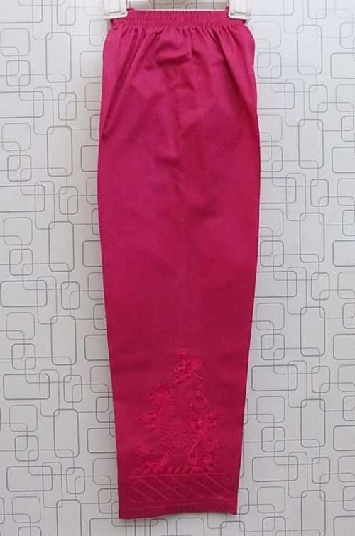 For Casual Use Embroidered Cotton Capri 4 Girls in Pink Colour
