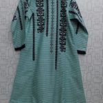 Stylish Arctic Blue Embroidered Lawn Kurti For Girls