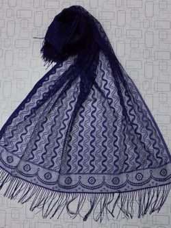Blue Colour Narrow Net Stole For Everyday Use