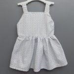 Casual Wear White & Grey Cotton Frock for Baby Girls