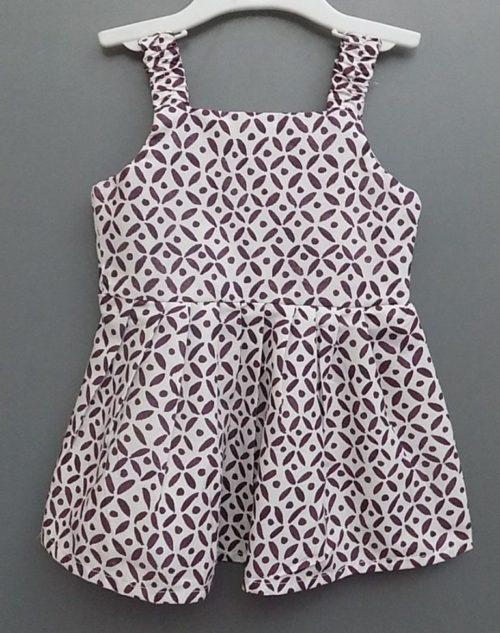 Casual Wear White-Maroon Cotton Frock for Baby Girls