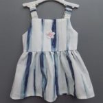 Casual Wear Blue-White Cotton Frock for Baby Girls