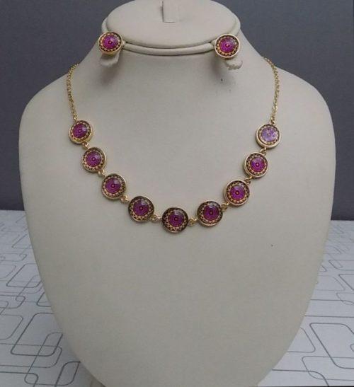 Beautiful Mauve Round Shaped Jewelry Set For Girls