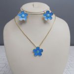 Cute Blue Flower Shape Jewelry Set For Girls