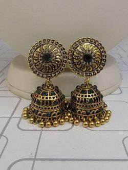 Traditional Style Golden Jhumkay For Ladies in 2 Colours