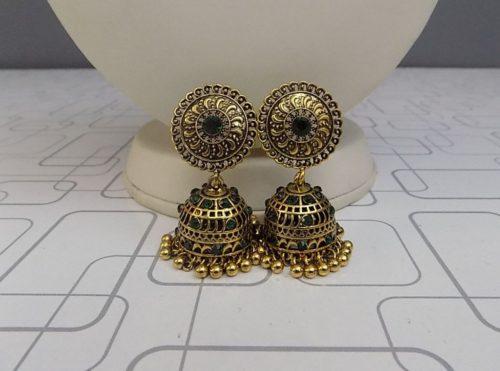 Traditional Style Golden Jhumkay For Ladies in 2 Colours
