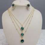 Adorable Green Crystal Triple Chain Set For Girls