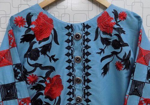 Elegant Rich Embroidered Korean Khaddar Shirts- 2 Colours 4 Elegant Rich Embroidered Korean Khaddar Shirts in Wheat and Sky Blue colours for Females of 13 Years and Onwards. <a href="https://subrung.online/product-category/fashion/ladies-dresses/kurties/" target="_blank" rel="noopener noreferrer">(More Ladies Kurtis)</a>