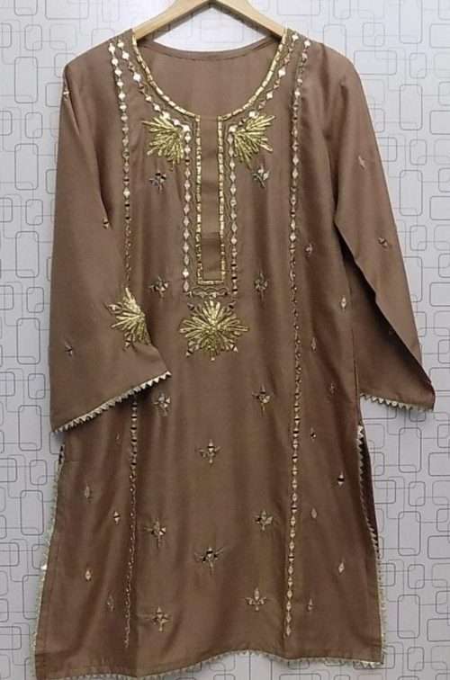 Beautiful Linen Shirt Having Gota And Mirror Work- 4 Colours 3 Beautiful linen shirt having Gota and Mirror work in Forest Green, Black, Peanut and Sea green colours for Females of 13 Years and Onwards. <a href="https://subrung.online/product-category/fashion/ladies-dresses/kurties/" target="_blank" rel="noopener noreferrer">(More Ladies Kurtis)</a>