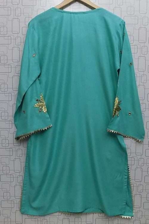 Beautiful Linen Shirt Having Gota And Mirror Work- 4 Colours 11 Beautiful linen shirt having Gota and Mirror work in Forest Green, Black, Peanut and Sea green colours for Females of 13 Years and Onwards. <a href="https://subrung.online/product-category/fashion/ladies-dresses/kurties/" target="_blank" rel="noopener noreferrer">(More Ladies Kurtis)</a>