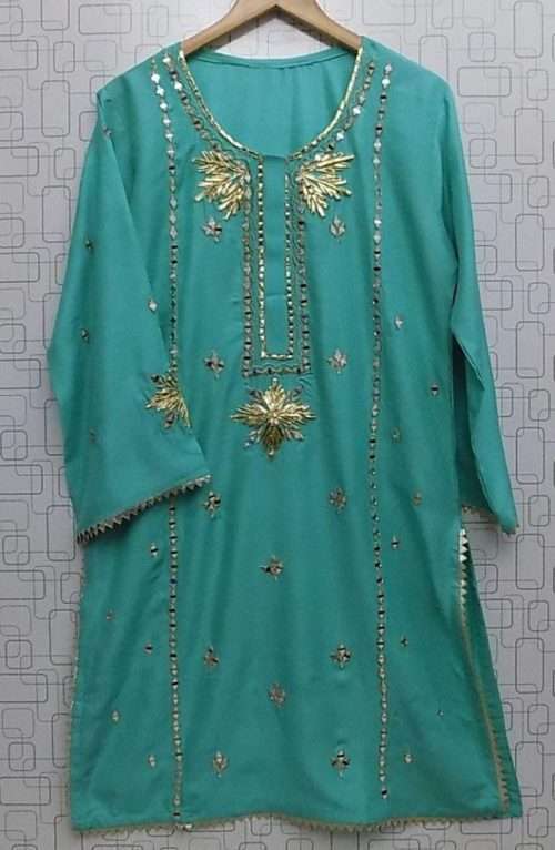 Beautiful Linen Shirt Having Gota And Mirror Work- 4 Colours 9 Beautiful linen shirt having Gota and Mirror work in Forest Green, Black, Peanut and Sea green colours for Females of 13 Years and Onwards. <a href="https://subrung.online/product-category/fashion/ladies-dresses/kurties/" target="_blank" rel="noopener noreferrer">(More Ladies Kurtis)</a>