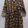 Linen Multi-colour Printed Frock With Embroidery For Ladies
