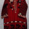Red Rich Embroidered 2-Piece Linen Dress For Ladies