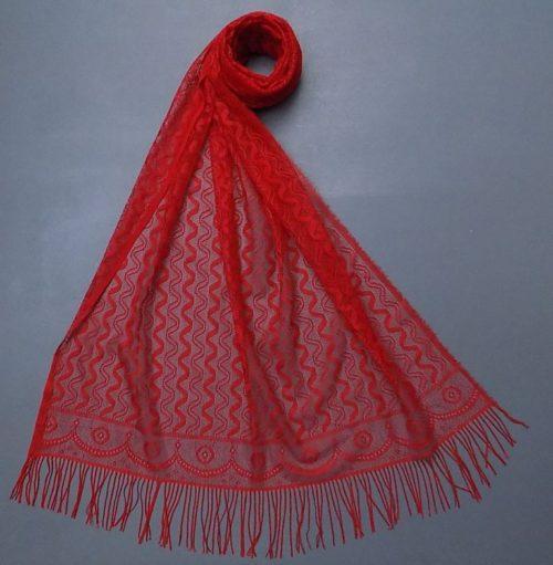 Red Colour Narrow Net Stole For Everyday Use