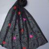 Black Crinkle Embroidered Duppata For Ladies- Full Size