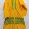 Dark Yellow Embroidered Linen Kurti With Beads For Girls