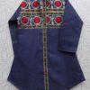 Cute Blue Jeans Embroidered Kurti For Baby Girls