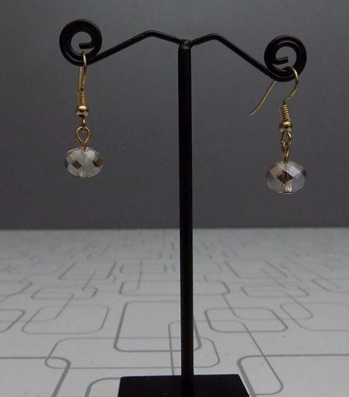 Cute and Simple Looking Single Bead Champagn Earrings