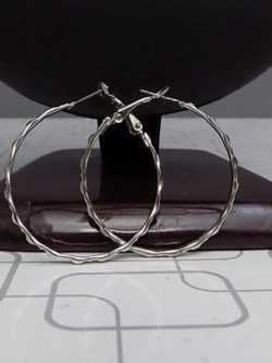 Medium Size Silver Hoop Earrings- 40mm Diameter