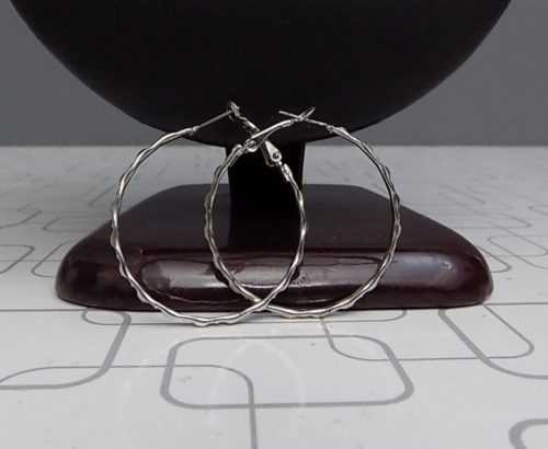 Medium Size Silver Hoop Earrings- 40mm Diameter