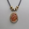 Beautiful Orange Tear Drop Pendant With Metal Cover- 45cm - Image 3