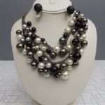 Stylish Black And White Beaded Jewelry Set For Ladies And Girls