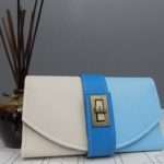 High Quality All In One Purpose Clutch In Light Blue & White