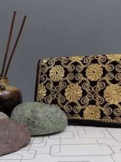Beautiful Golden Embroidered Clutch For Girls