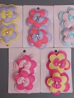 Assorted Flower Shape Hair Clips for Girls- 2 In a Pack