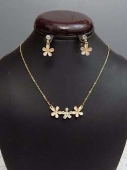 Charming Looking Floral Shape Jewellery Set In Light Brown