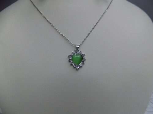 Adorable Heart Shape Jewellery Set In Green & Silver For Girls